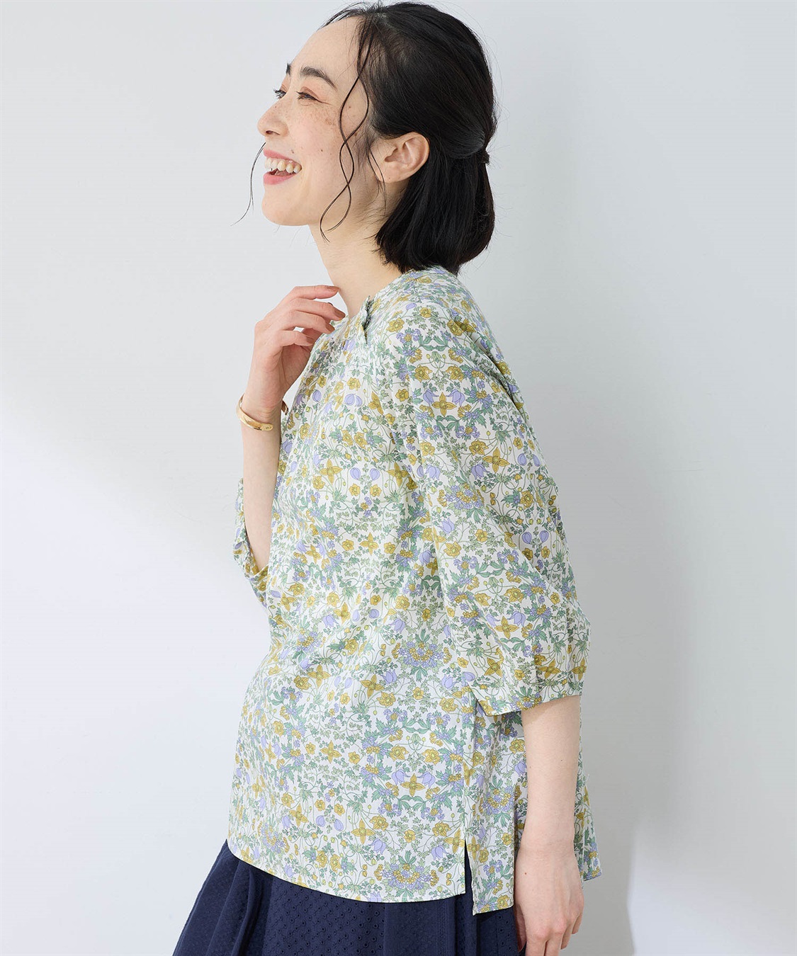 DECOY リバティプリントボリュームスリーブブラウス_sub_2