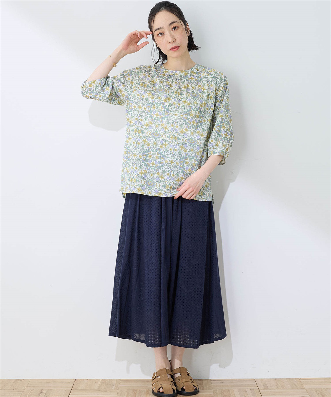 DECOY リバティプリントボリュームスリーブブラウス_sub_9
