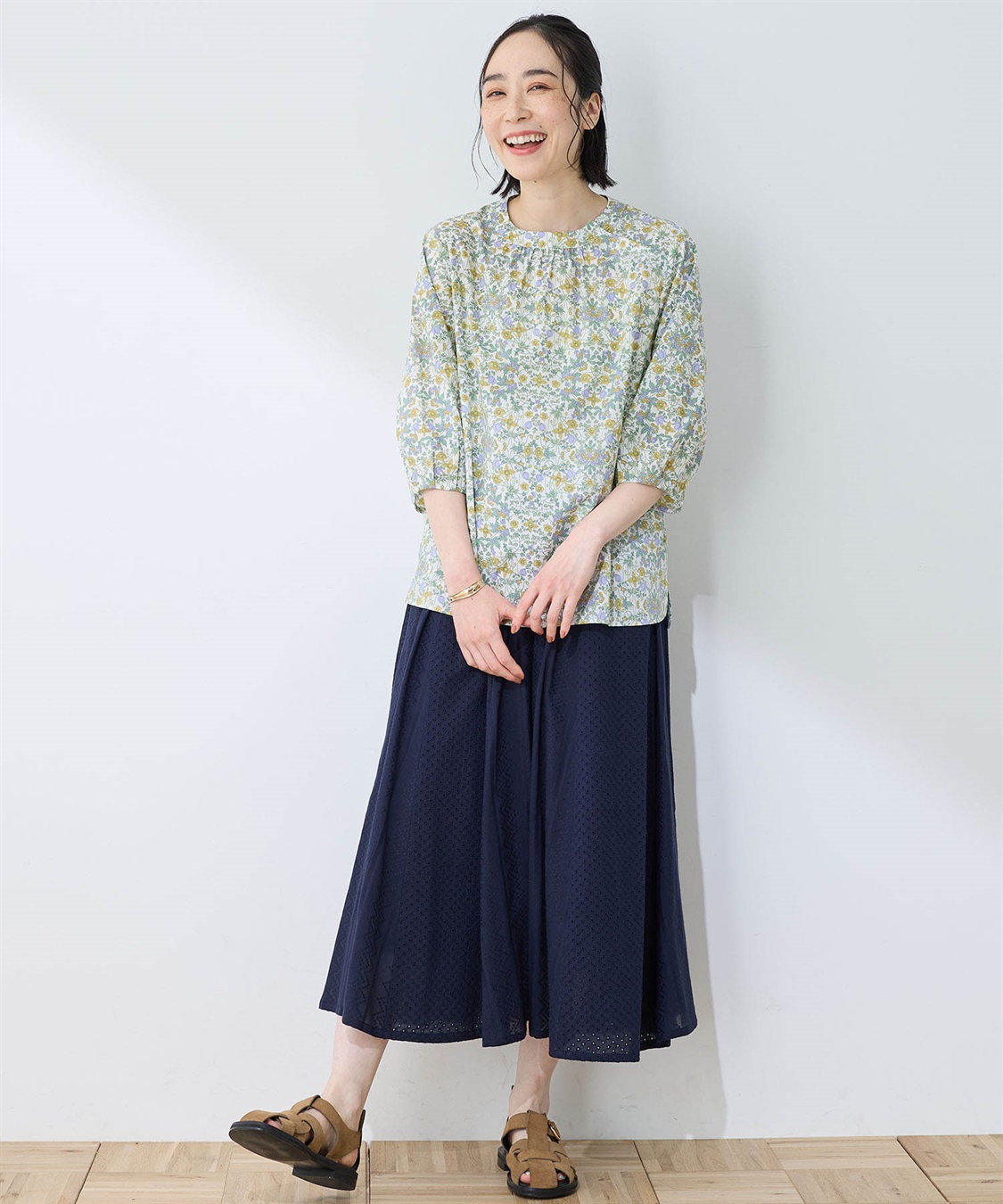DECOY リバティプリントボリュームスリーブブラウス_sub_10