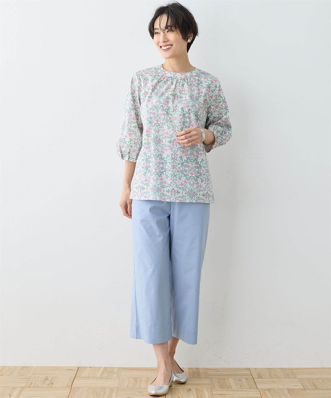 DECOY リバティプリントボリュームスリーブブラウス_sub_12