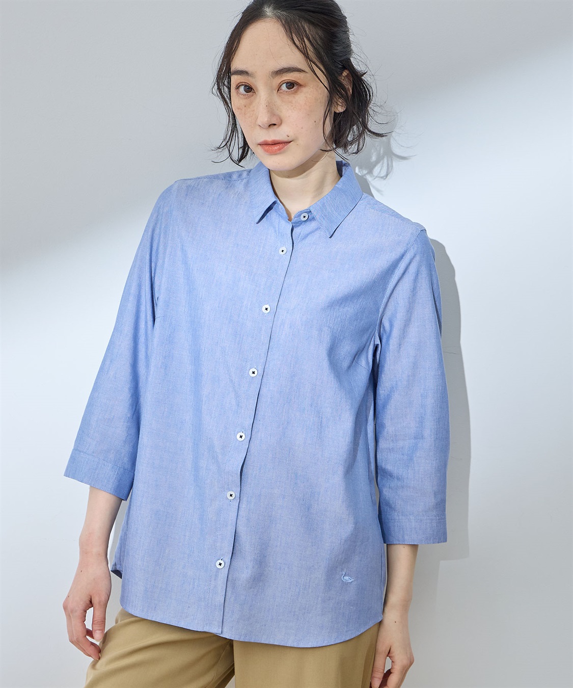 DECOY 【シワになりにくい】ロールアップシャツ_sub_1