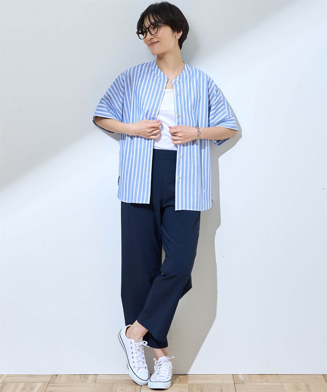 DECOY 【シワになりにくい】バンドカラーブラウス_sub_10