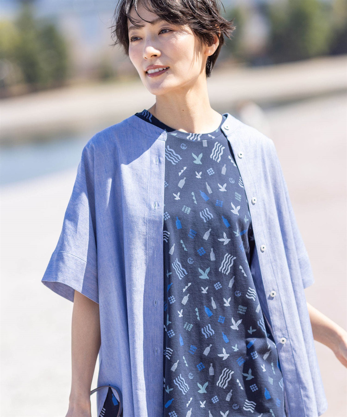 DECOY 【シワになりにくい】バンドカラーブラウス_sub_11