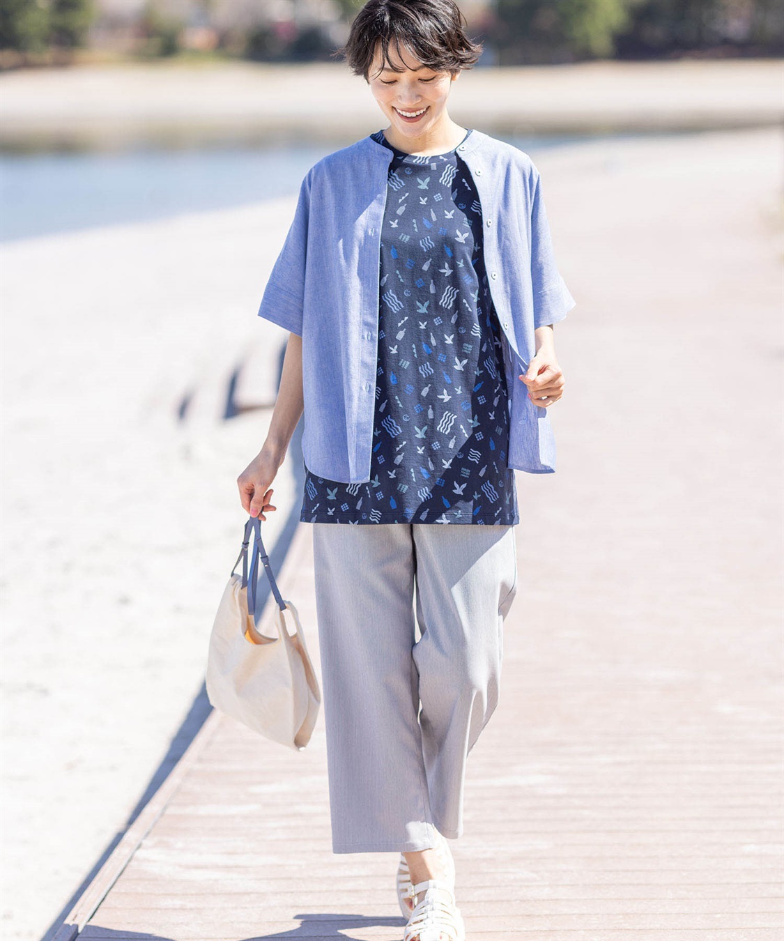 DECOY 【シワになりにくい】バンドカラーブラウス_sub_12