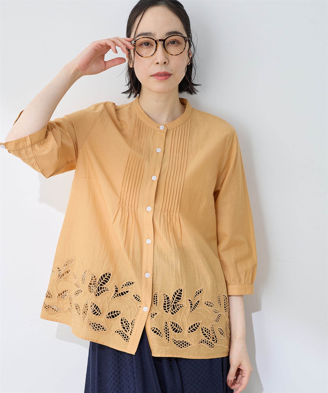 DECOY インド綿ピンタック刺しゅうブラウス_sub_11