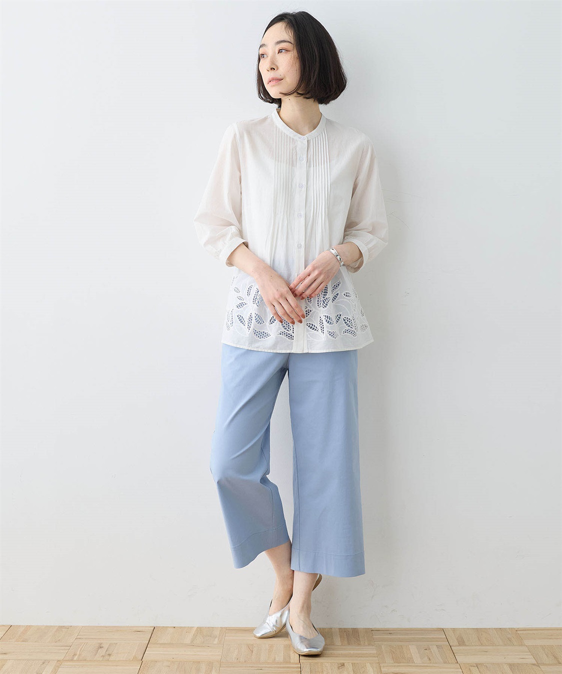 DECOY インド綿ピンタック刺しゅうブラウス_sub_13