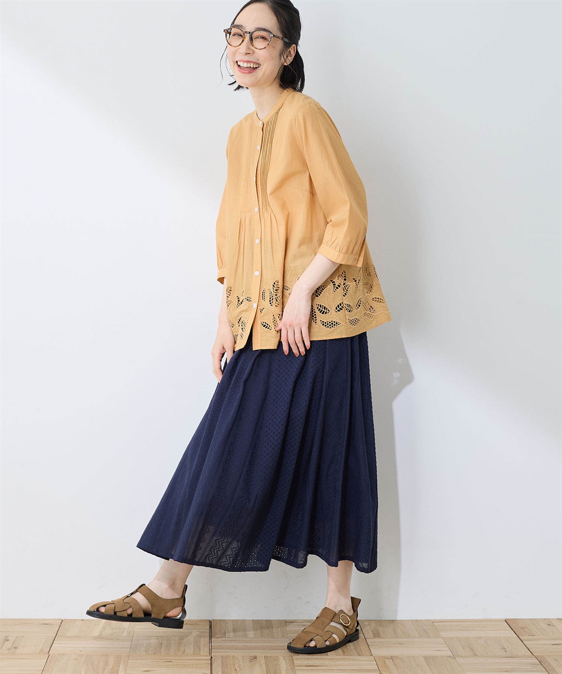 DECOY インド綿ピンタック刺しゅうブラウス_sub_14