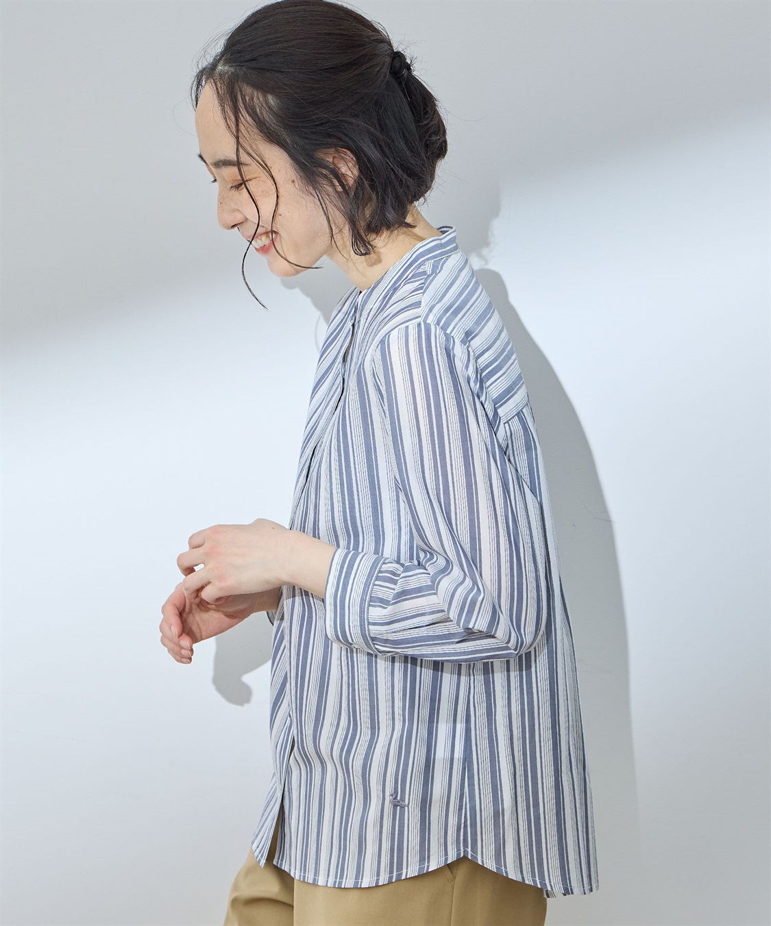 DECOY マルチストライプドルマンスリーブブラウス_sub_2