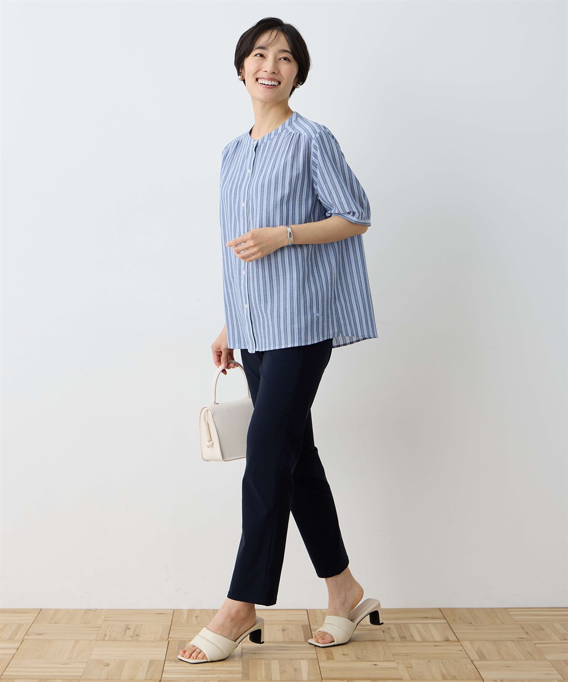 オーガニックコットンストライプブラウス DECOY｜クロスプラス公式通販