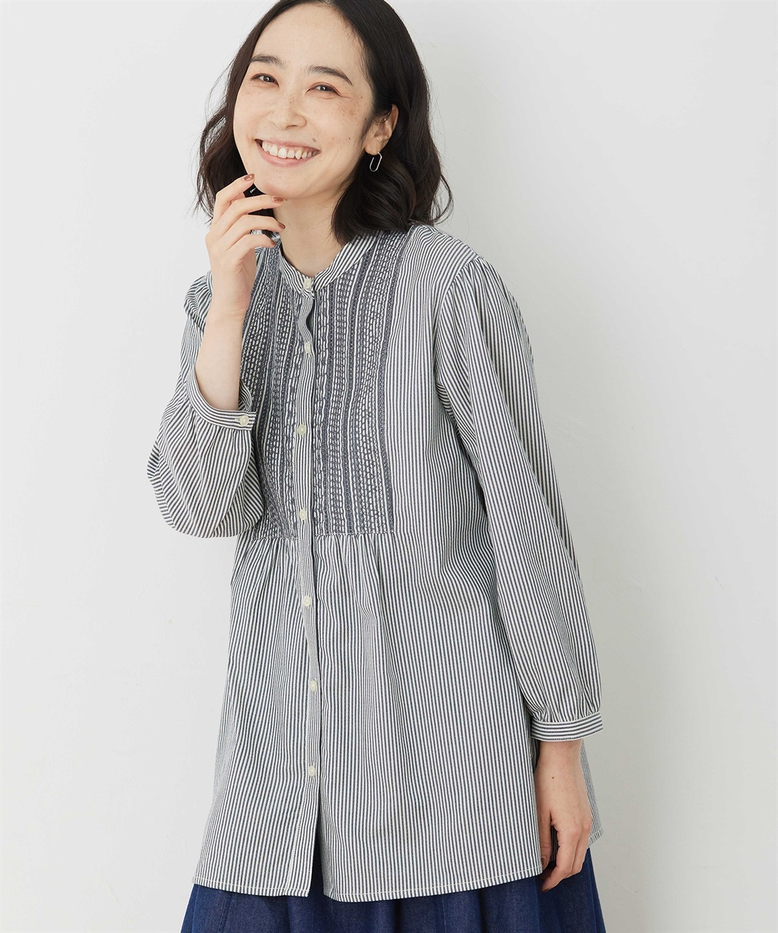 DECOY 刺しゅうストライプブラウス_sub_1