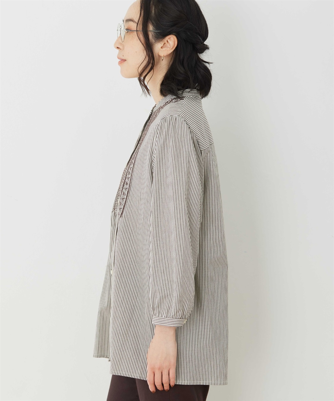 DECOY 刺しゅうストライプブラウス_sub_2