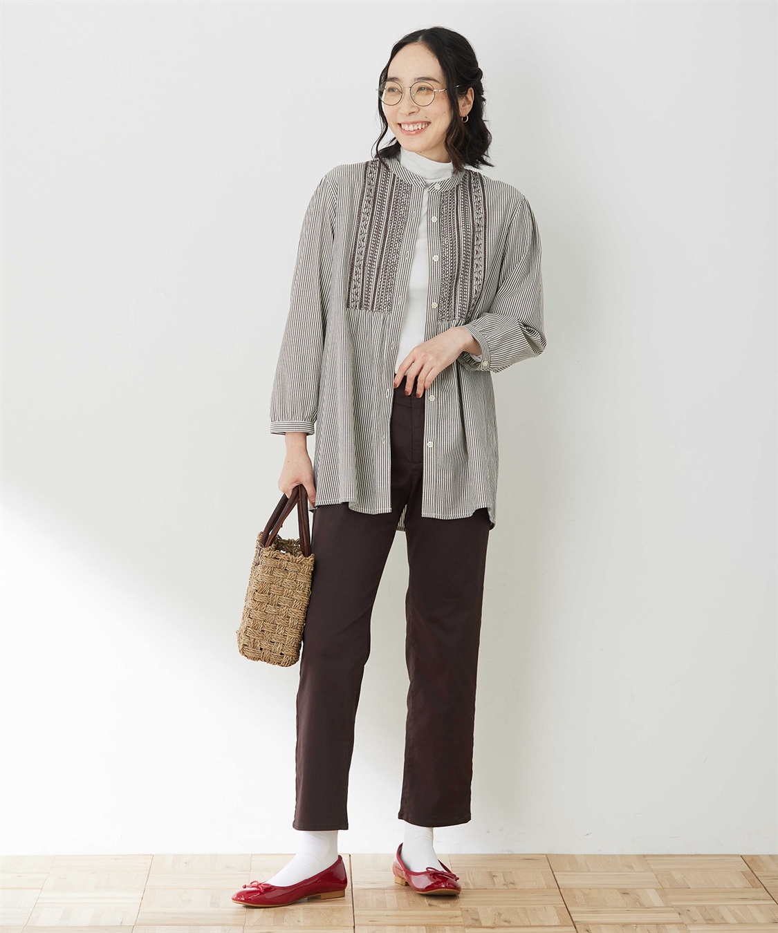 DECOY 刺しゅうストライプブラウス_sub_6