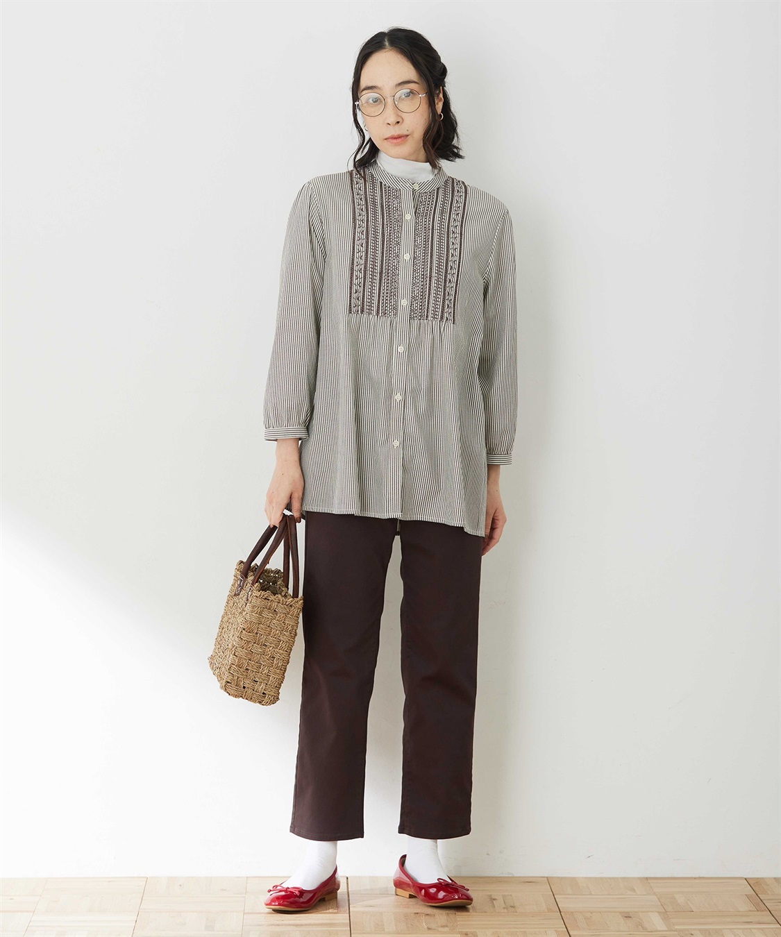 DECOY 刺しゅうストライプブラウス_sub_7