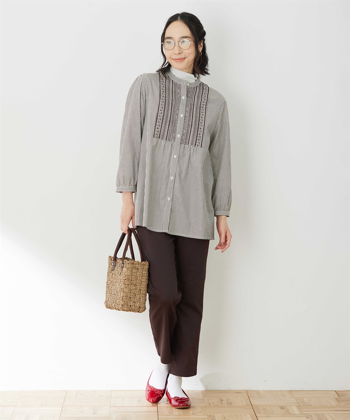 DECOY 刺しゅうストライプブラウス_sub_8
