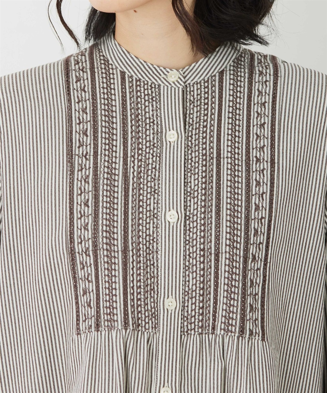 DECOY 刺しゅうストライプブラウス_sub_9