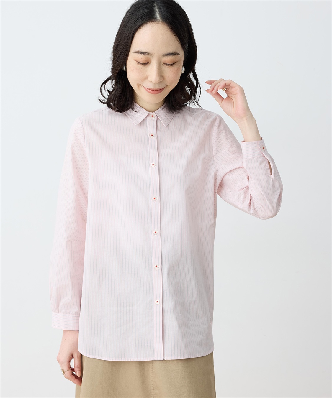 DECOY 【chiyoさんコラボ】ロンドンマーチストライプブラウス【オーガニックコットンブレンド】_sub_3