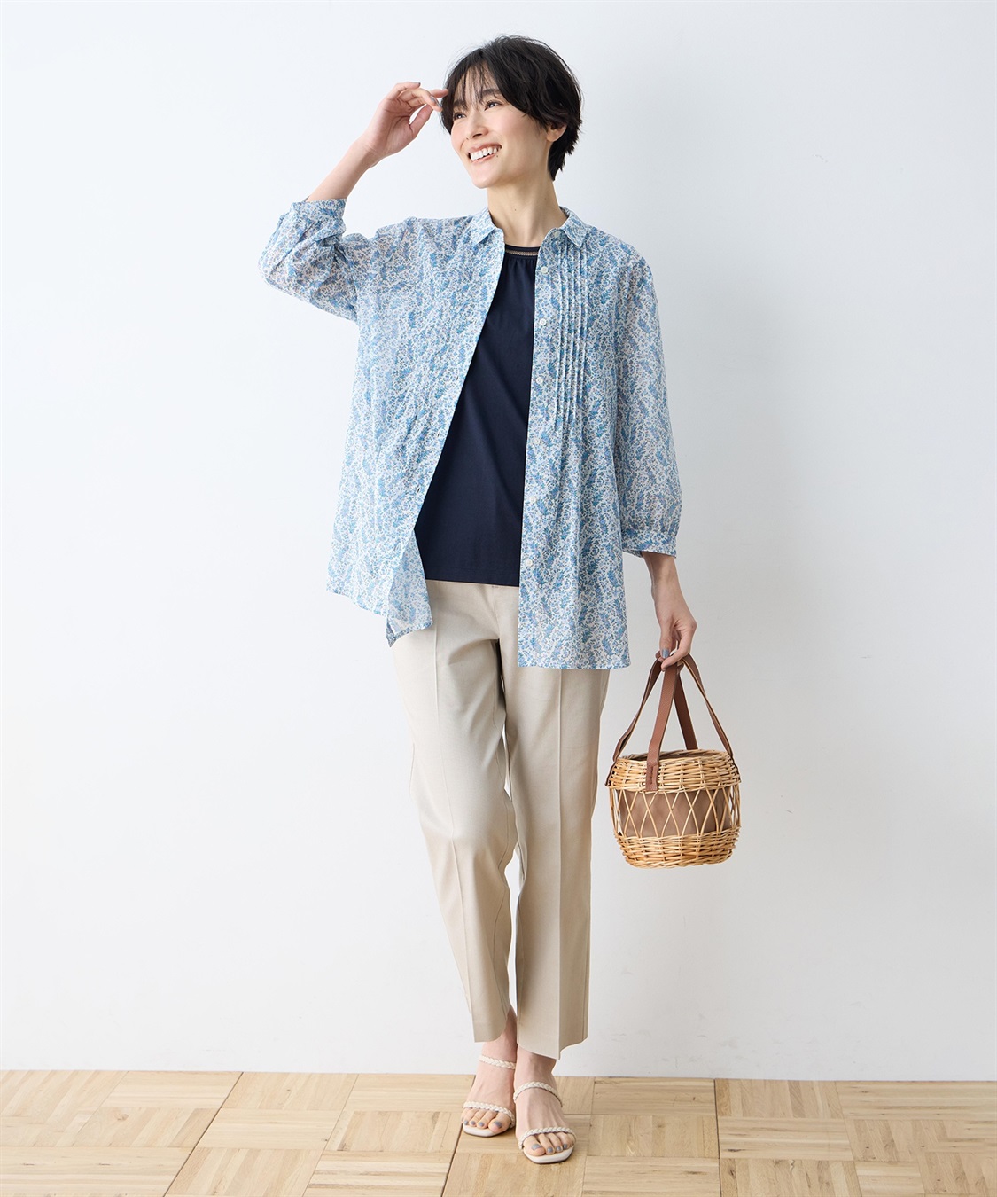 DECOY 【Liberty】リバティプリントボイルピンタックブラウス_sub_9