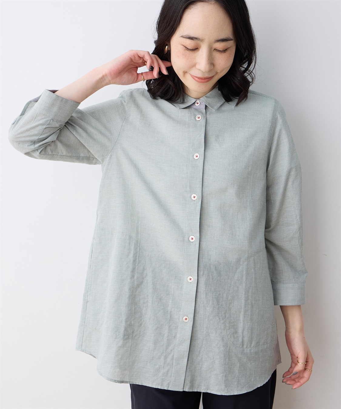 DECOY ミニチェック柄ポケット付きシャツ_sub_1