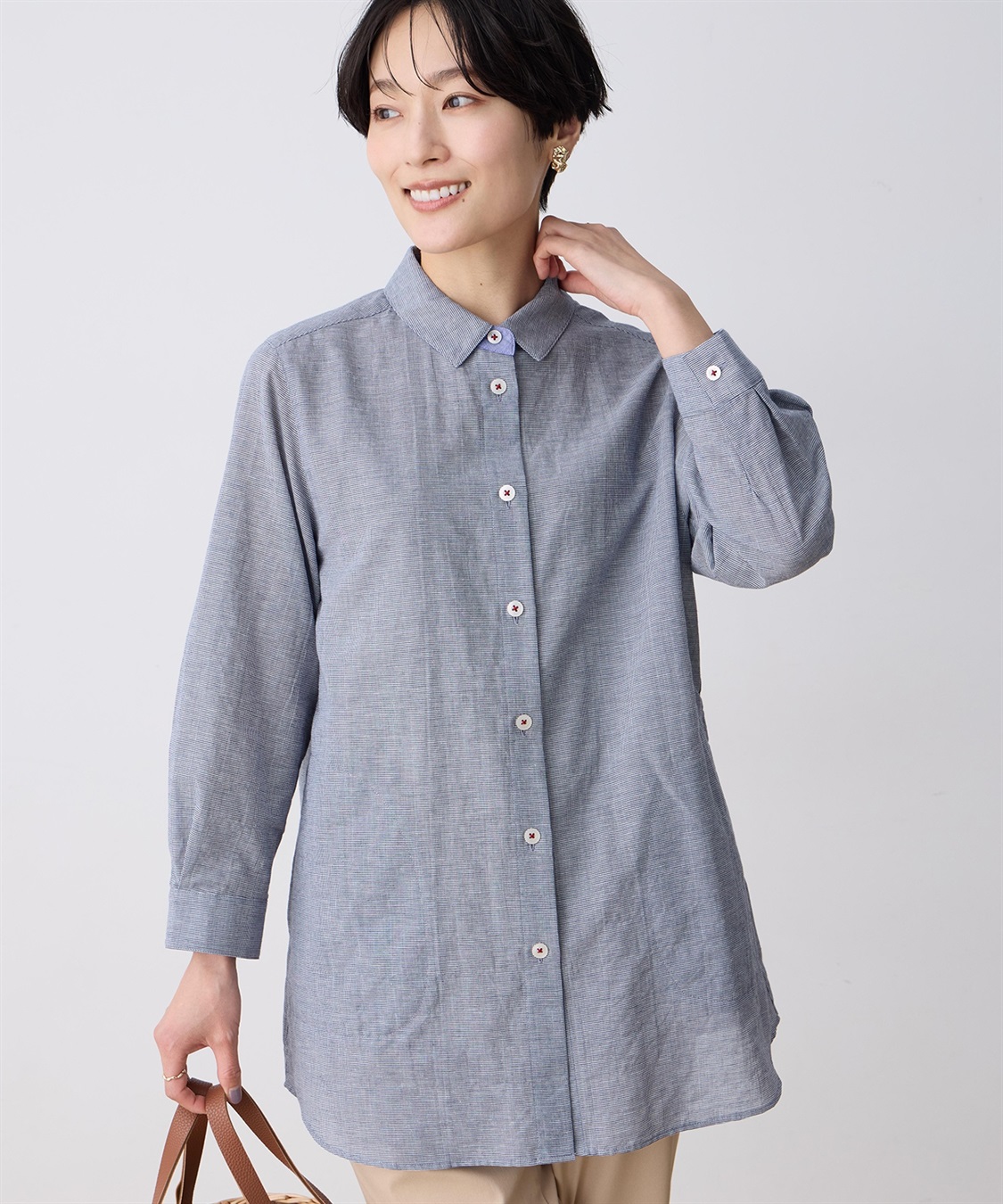 DECOY ミニチェック柄ポケット付きシャツ_sub_4