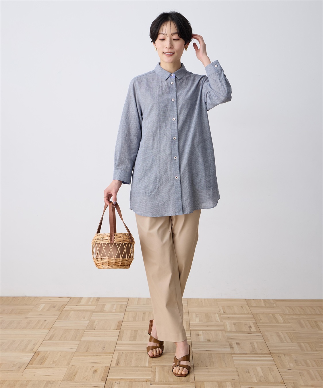 DECOY ミニチェック柄ポケット付きシャツ_sub_5