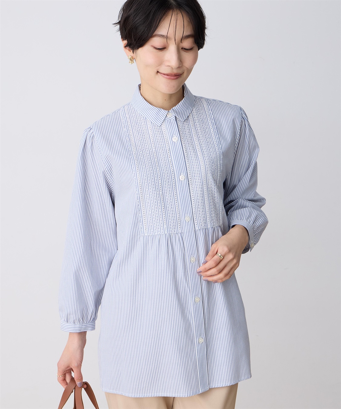 DECOY 刺しゅうストライプブラウス_sub_4