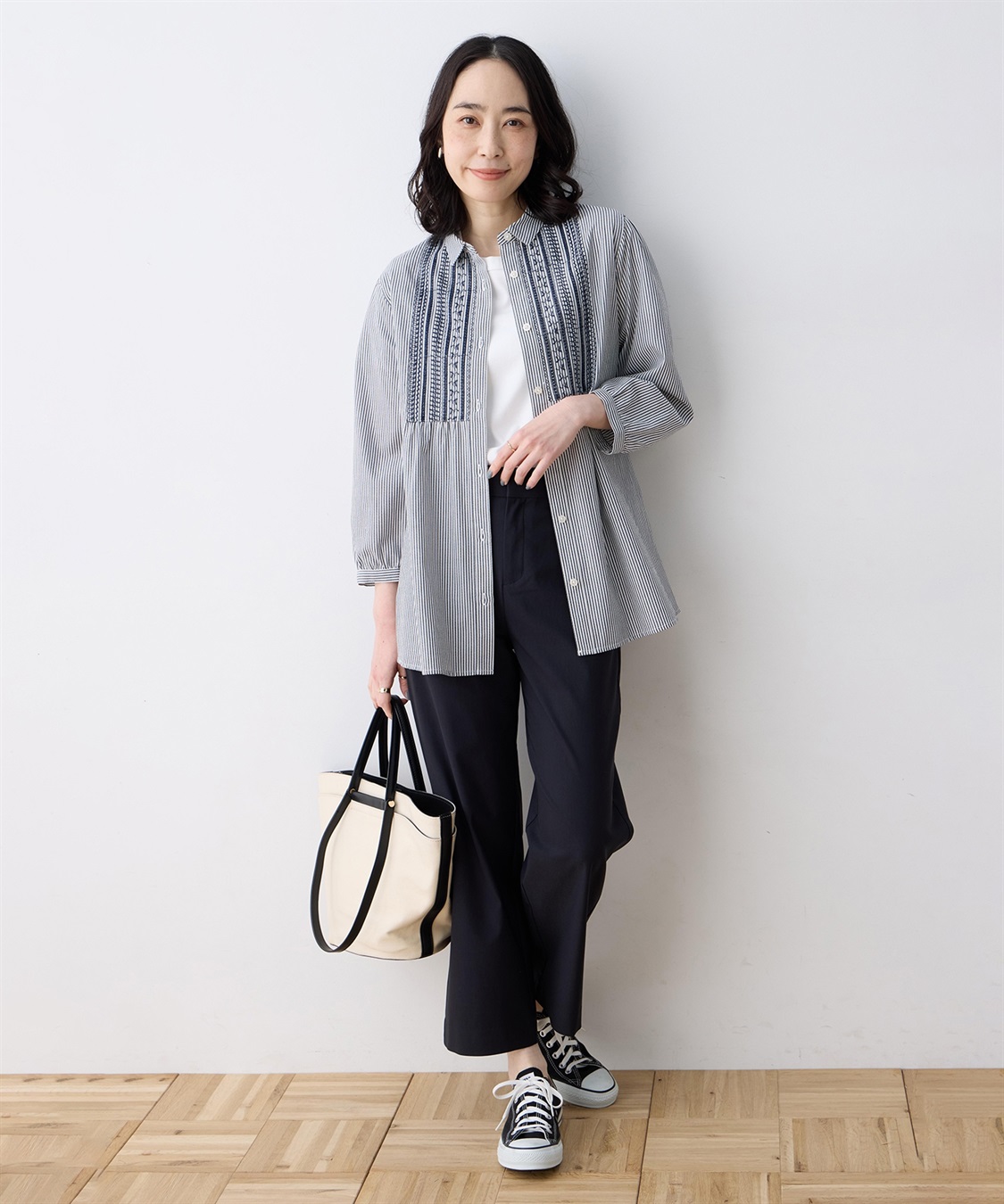 DECOY 刺しゅうストライプブラウス_sub_6