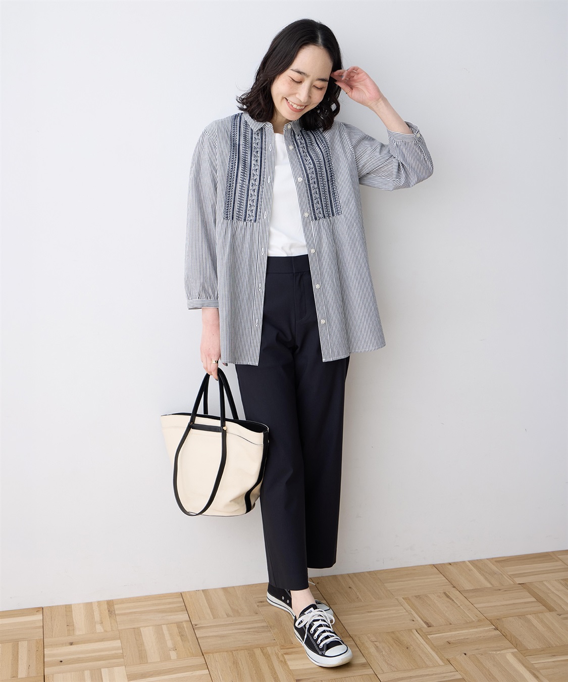 DECOY 刺しゅうストライプブラウス_sub_7