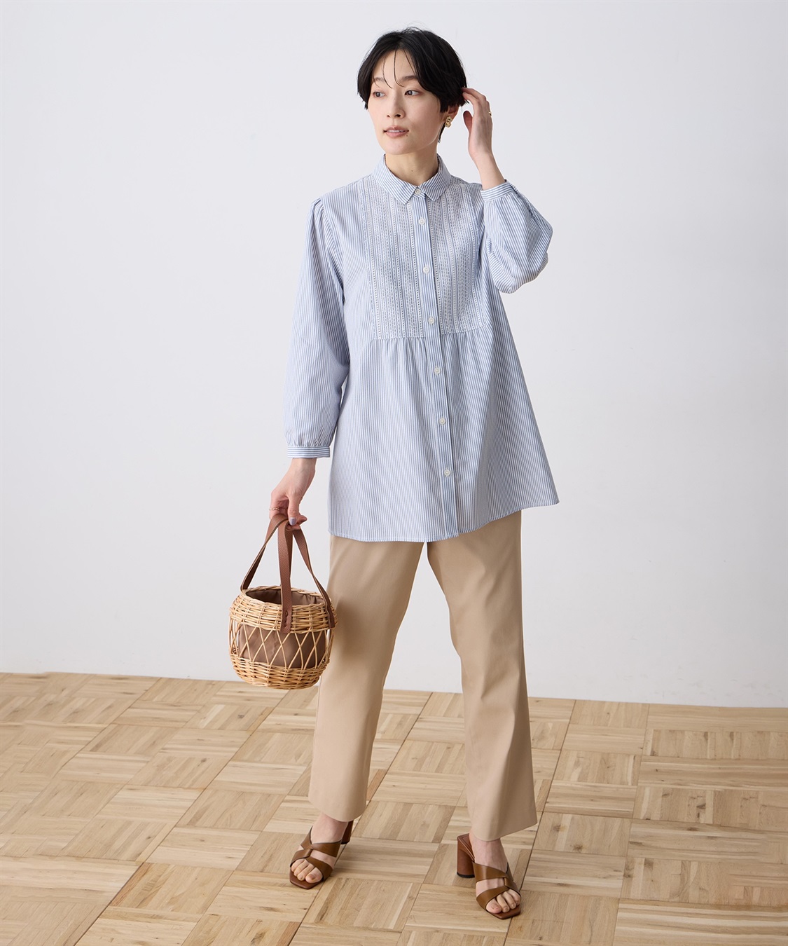 DECOY 刺しゅうストライプブラウス_sub_9