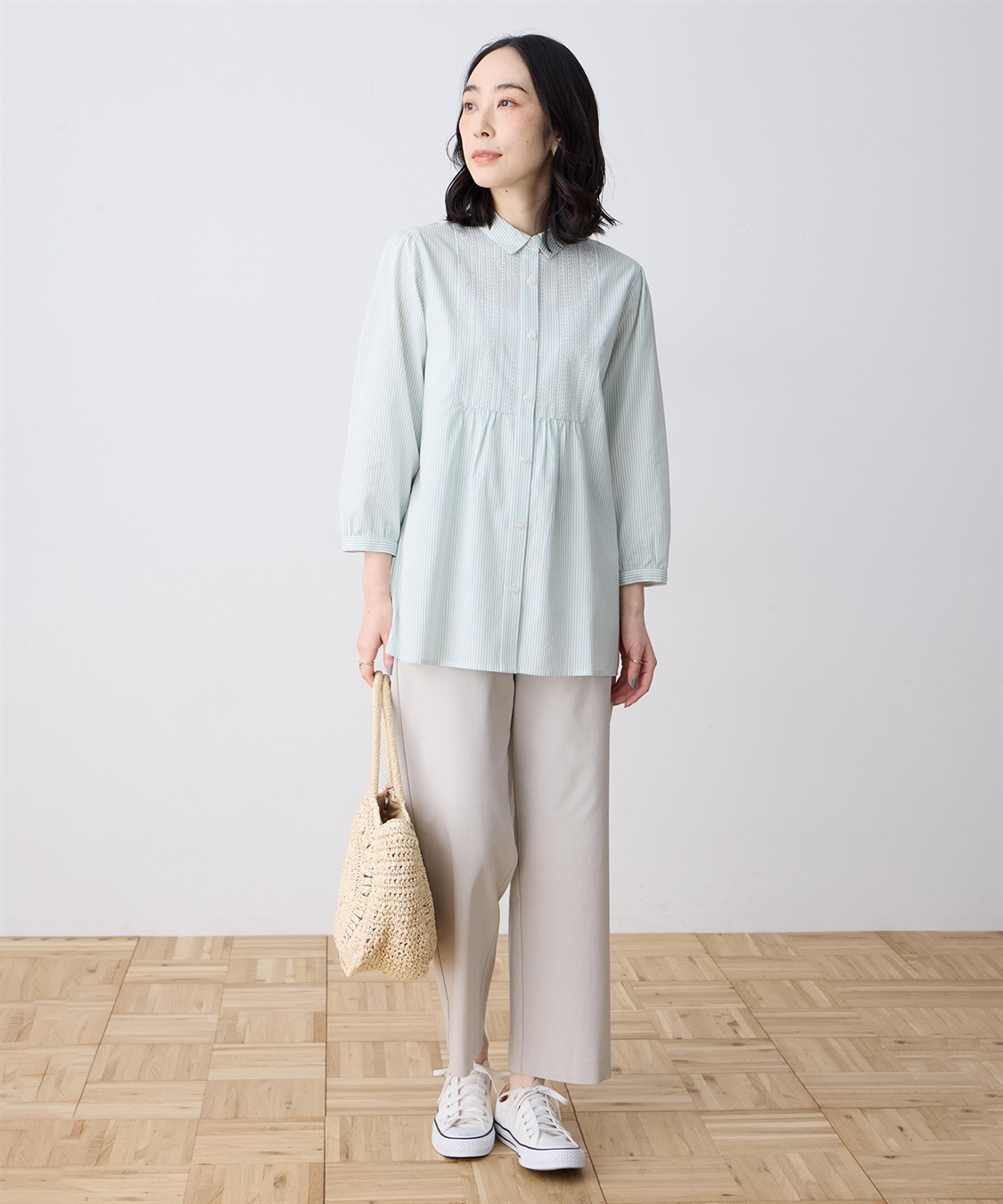 DECOY 刺しゅうストライプブラウス_sub_10