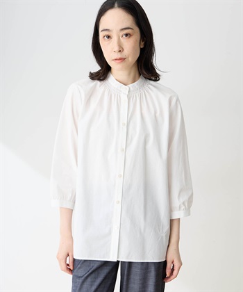 DECOY ひやさらコットンギャザーシャツ【冷感】【UVカット】【ひやさら・UVカット・オーガニックコットン】_subthumb_1