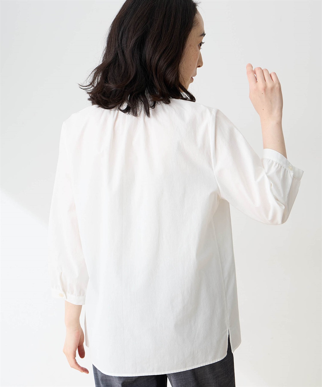 DECOY ひやさらコットンギャザーシャツ【冷感】【UVカット】【ひやさら・UVカット・オーガニックコットン】_sub_3