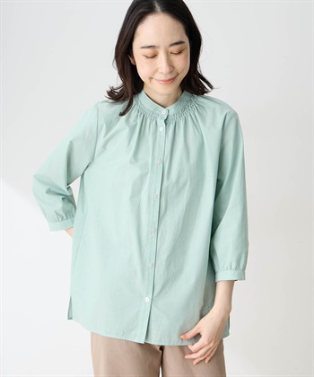 DECOY ひやさらコットンギャザーシャツ【冷感】【UVカット】【ひやさら・UVカット・オーガニックコットン】_subthumb_4