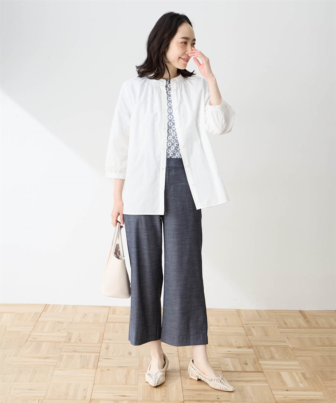 DECOY ひやさらコットンギャザーシャツ【冷感】【UVカット】【ひやさら・UVカット・オーガニックコットン】_sub_7