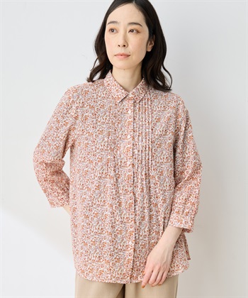 コットンジョーゼット総柄プリントブラウス【オーガニックコットン100