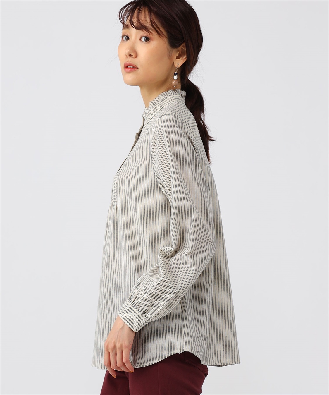DECOY 衿フリルストライプシャツ_sub_1