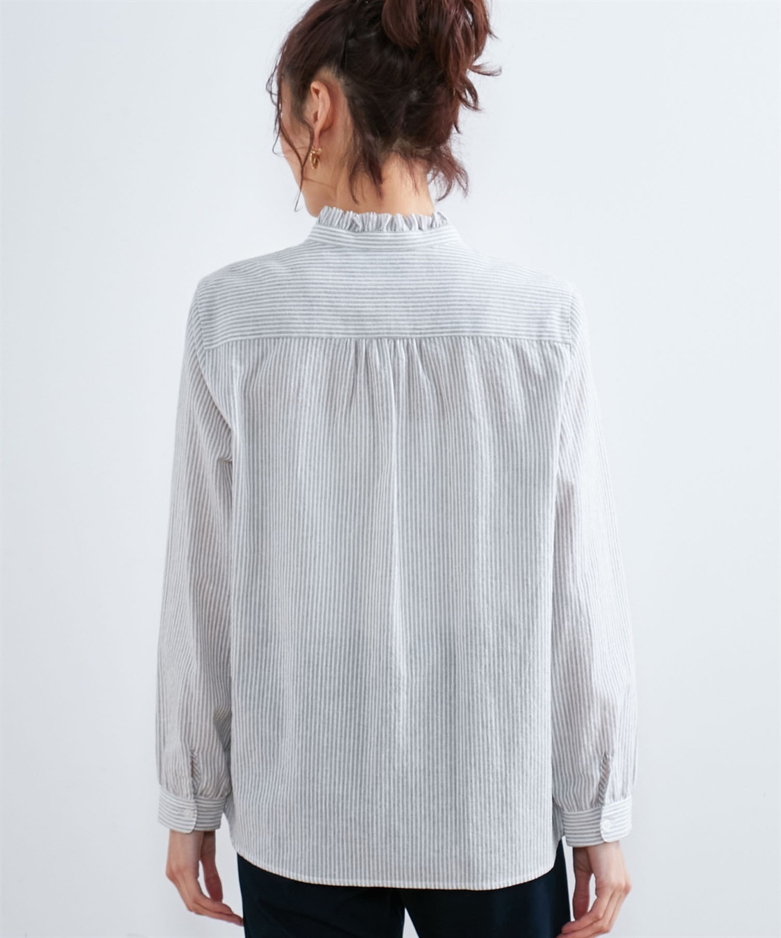 DECOY 衿フリルストライプブラウス_sub_2