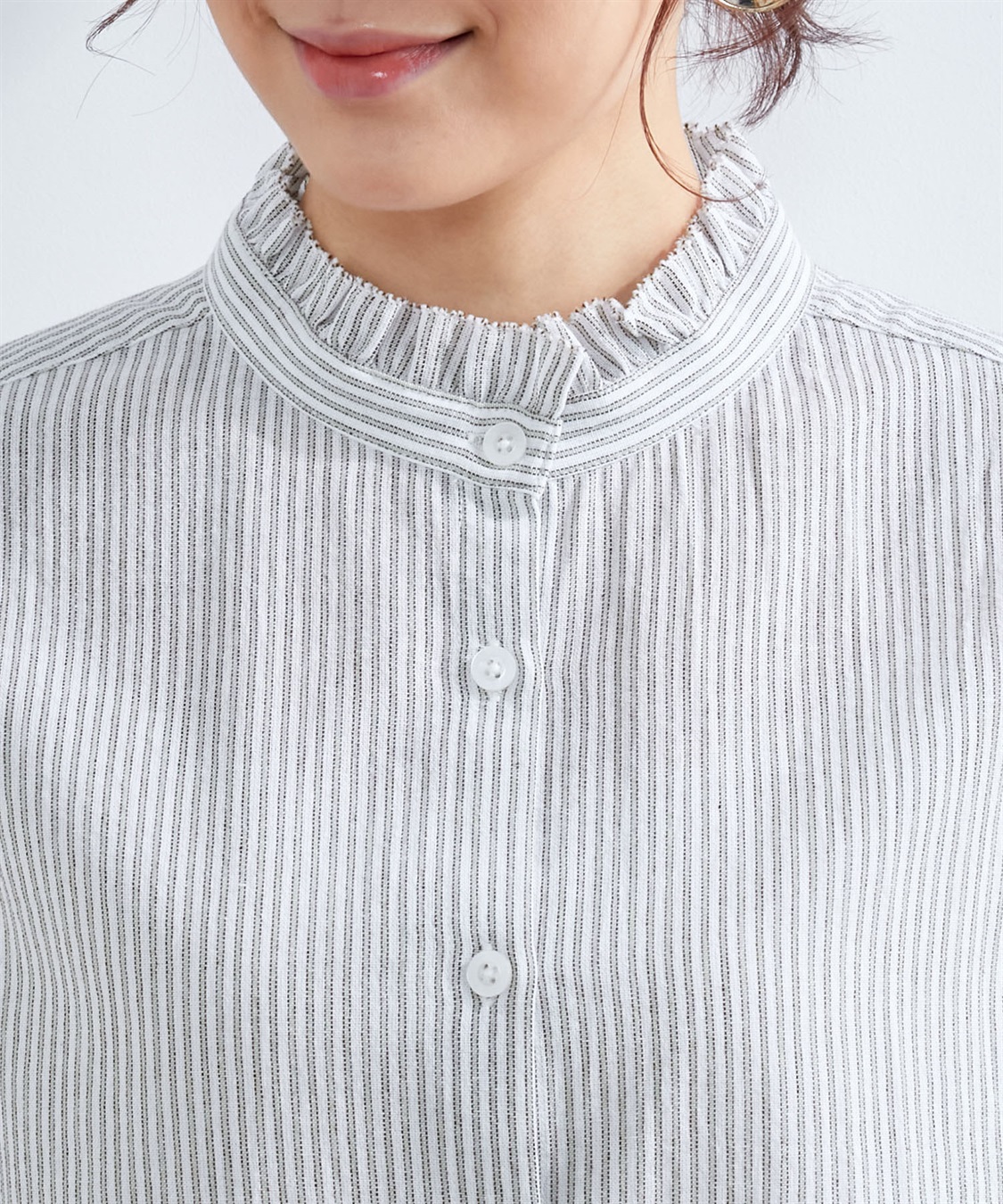 DECOY 衿フリルストライプブラウス_sub_3