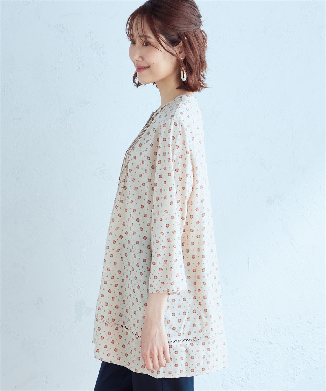 DECOY 小紋柄シャツチュニック_sub_1