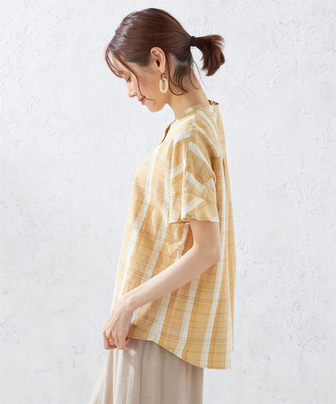 DECOY リネンブレンドチェックブラウス_sub_2