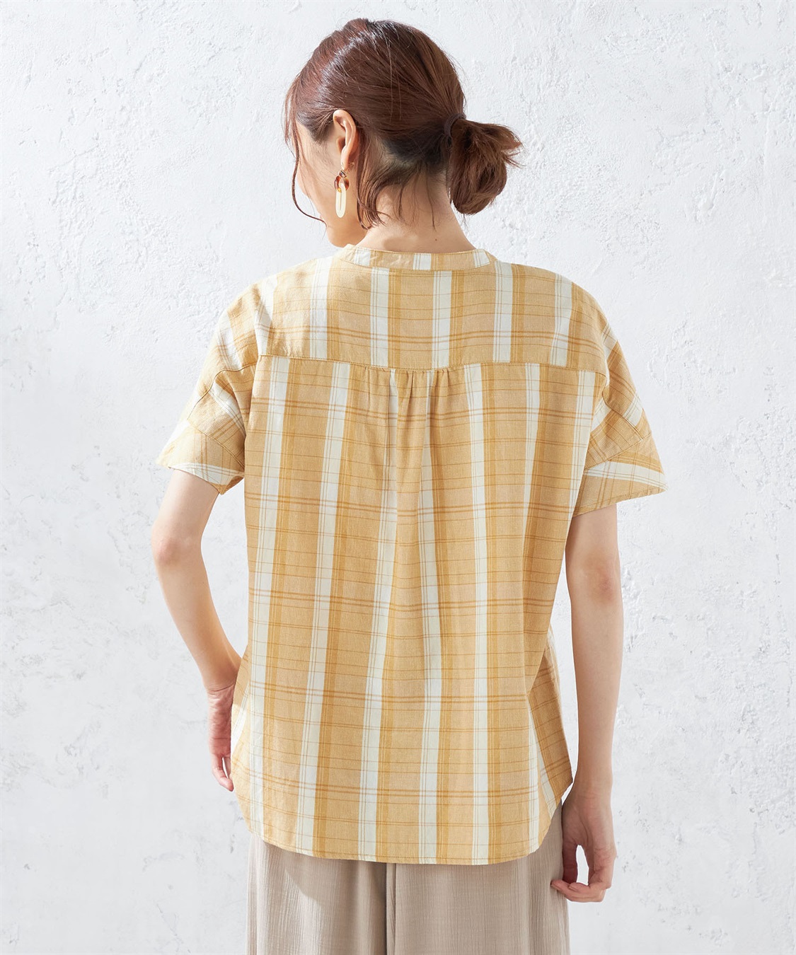 DECOY リネンブレンドチェックブラウス_sub_3