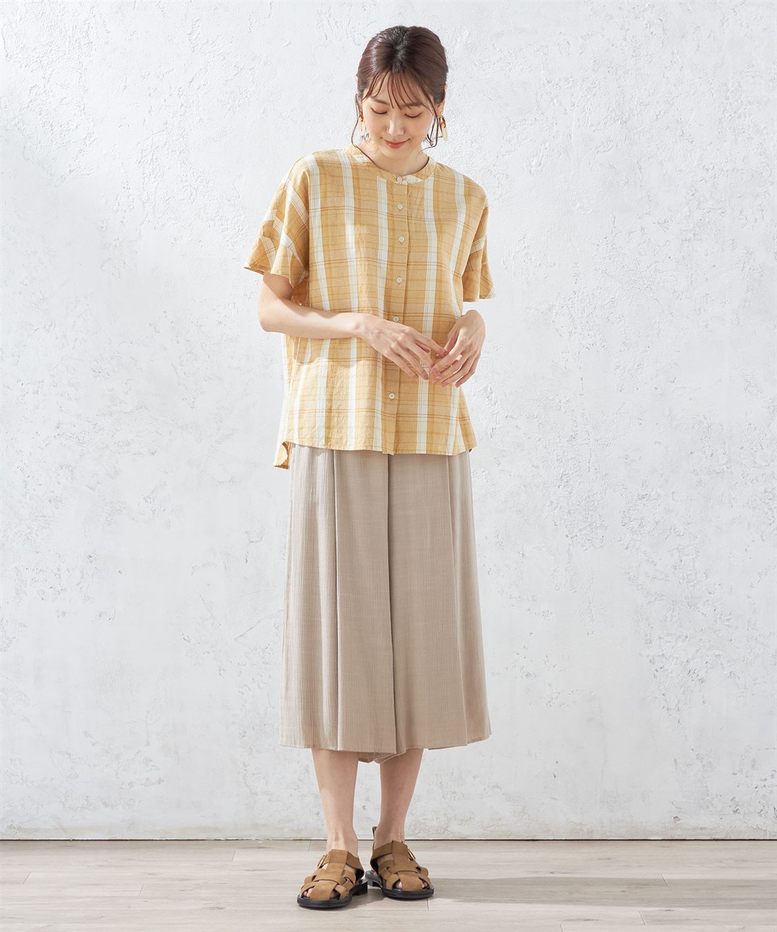 DECOY リネンブレンドチェックブラウス_sub_9