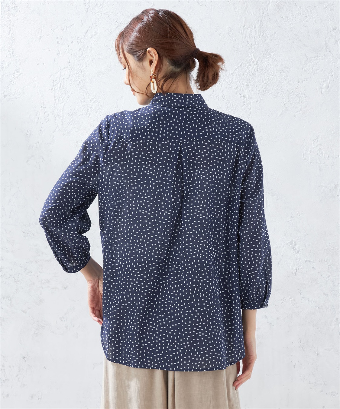 DECOY オーガニックコットンシャンブレーシャツドットプリントブラウス_sub_3