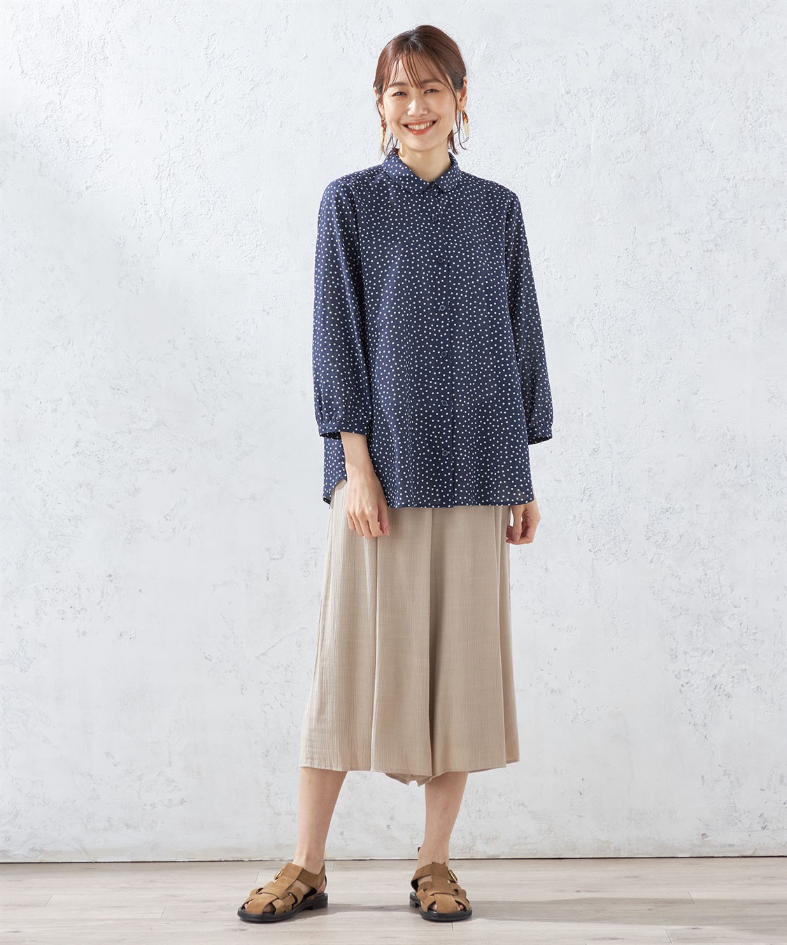 DECOY オーガニックコットンシャンブレーシャツドットプリントブラウス_sub_8