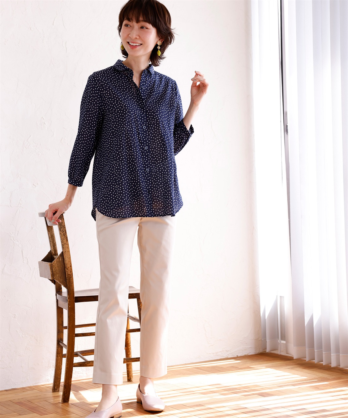 DECOY オーガニックコットンシャンブレーシャツドットプリントブラウス_sub_10