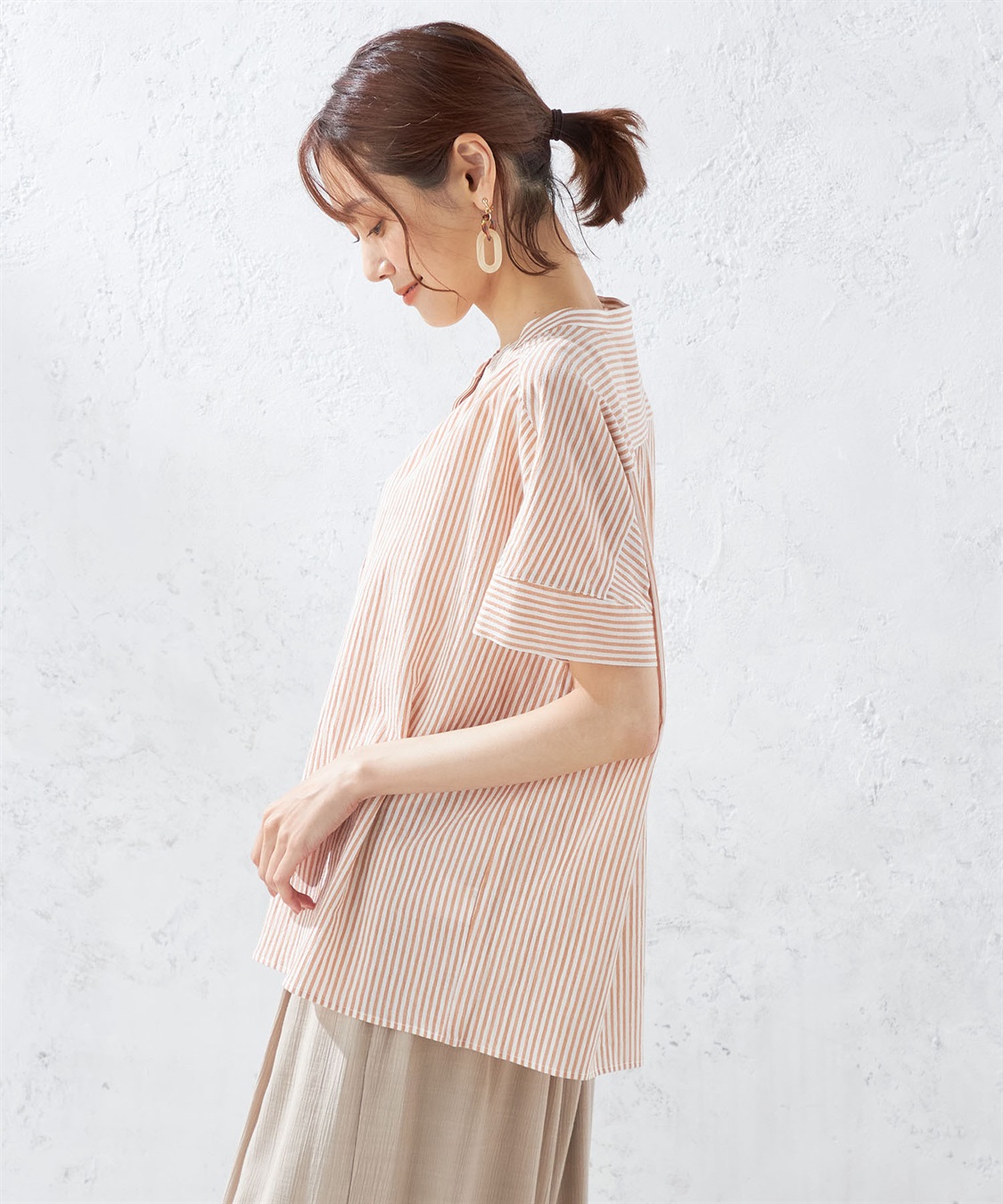 DECOY オーガニックコットンシャンブレーシャツドットプリントブラウス_sub_2