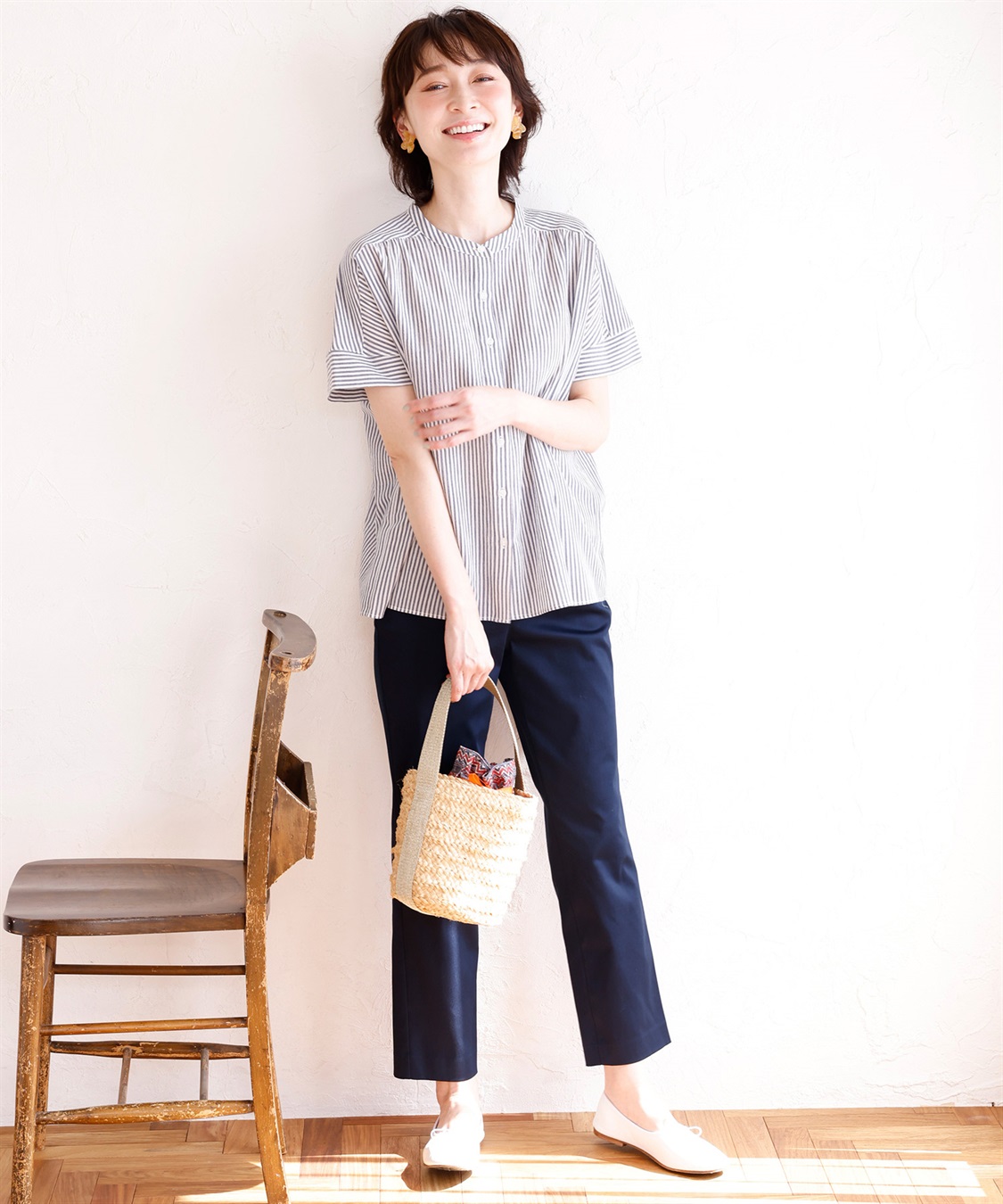 DECOY オーガニックコットンシャンブレーシャツドットプリントブラウス_sub_10