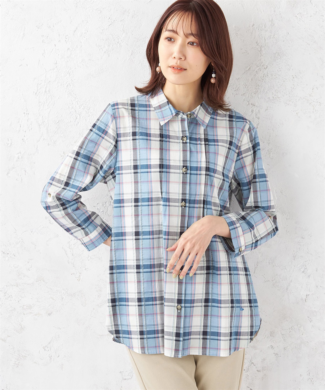 DECOY オーガニックコットンチェックブラウス_sub_1