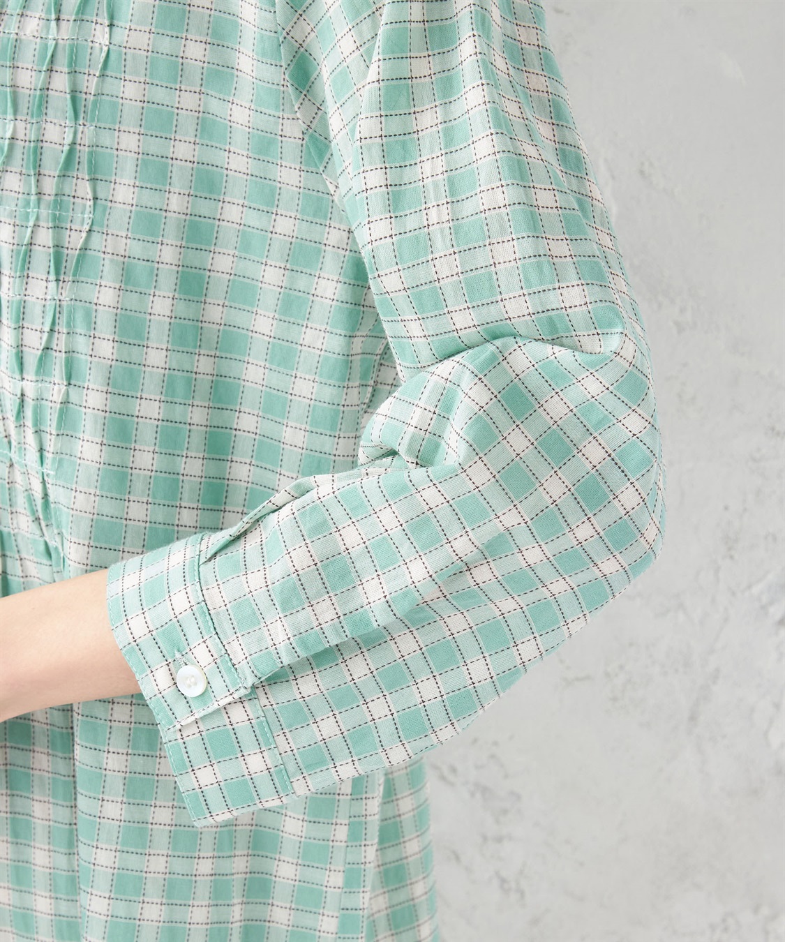 DECOY ギンガムチェックピンタックブラウス_sub_4