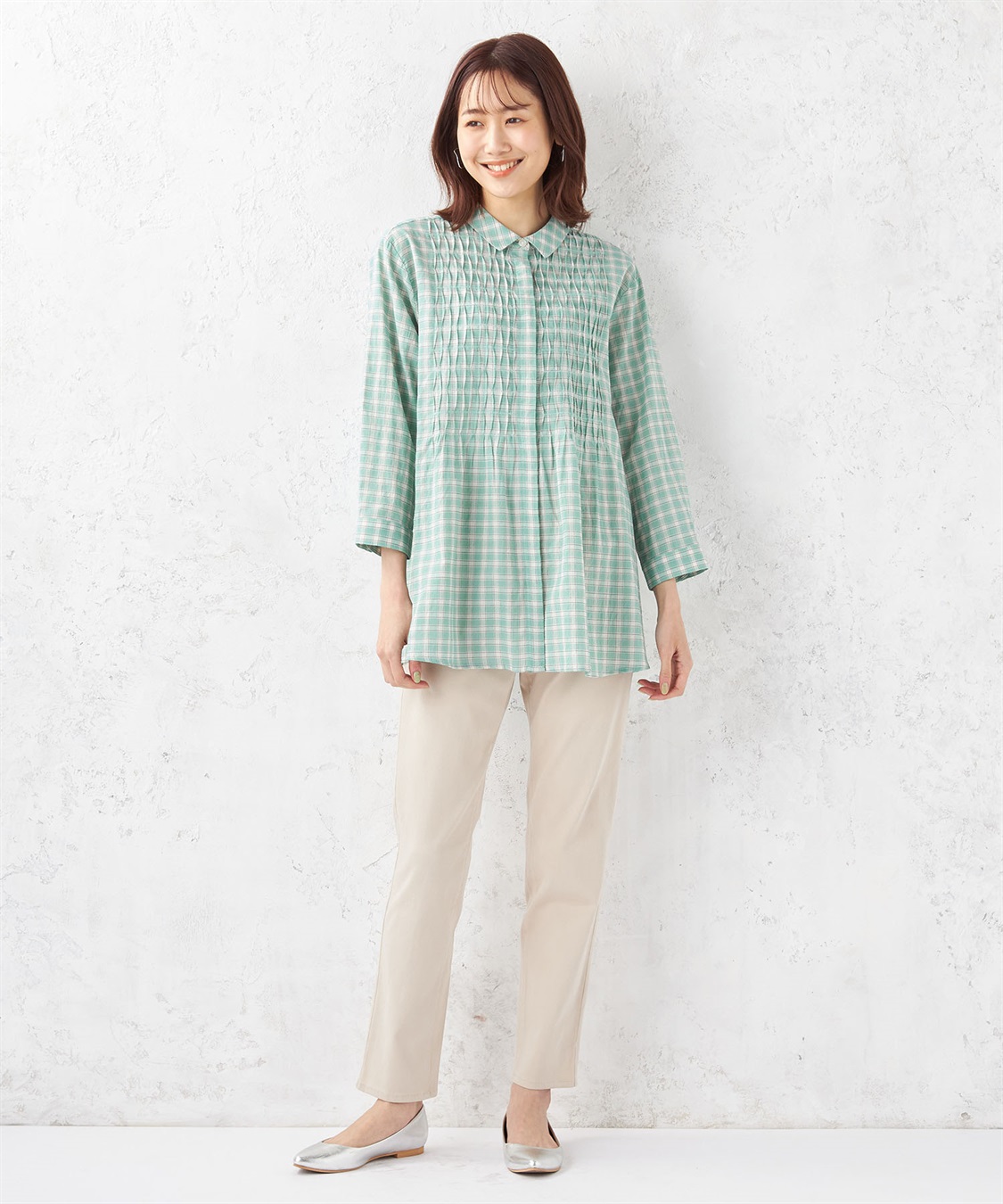 DECOY ギンガムチェックピンタックブラウス_sub_7