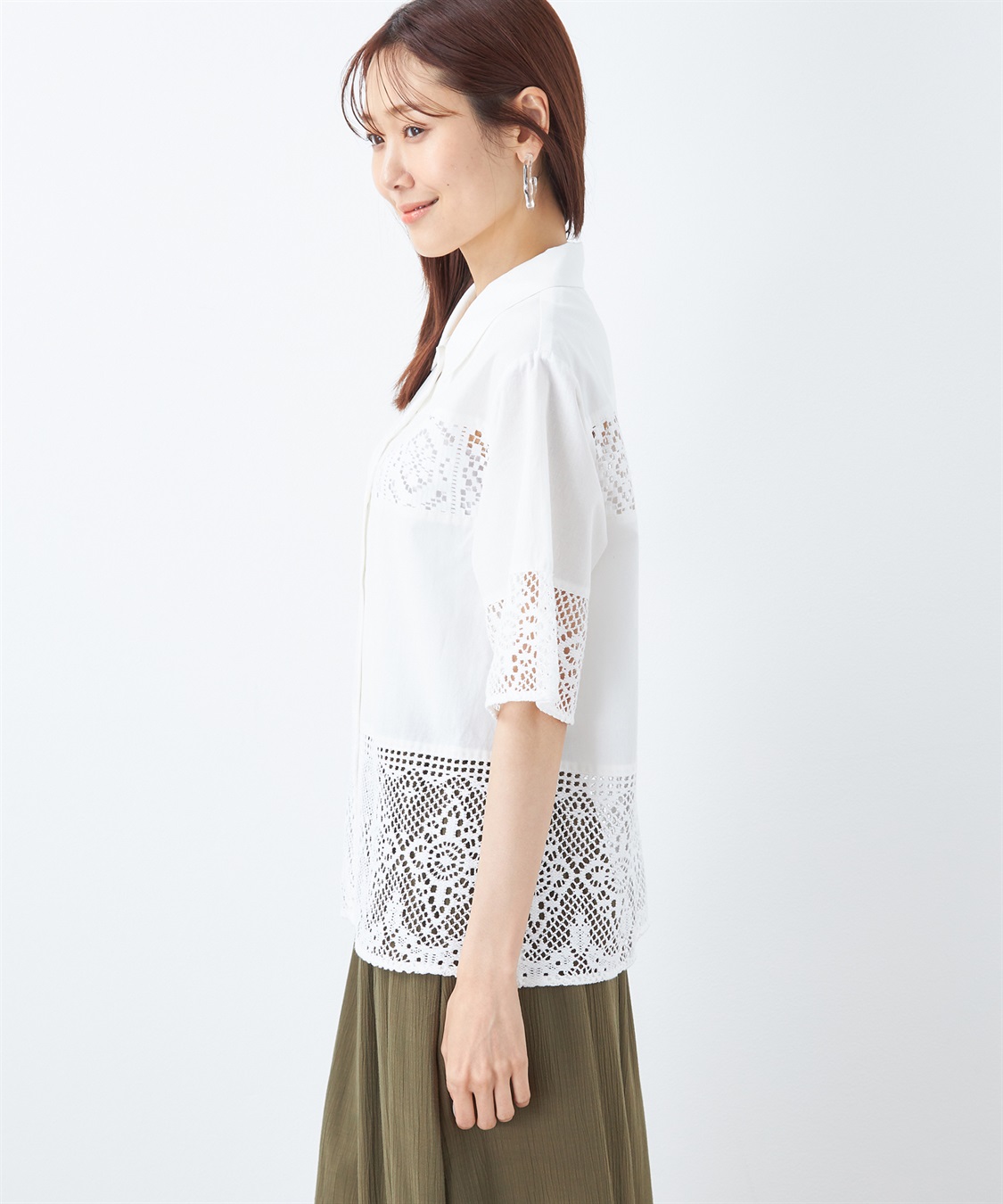 レース切替ブラウス DECOY｜クロスプラス公式通販サイト
